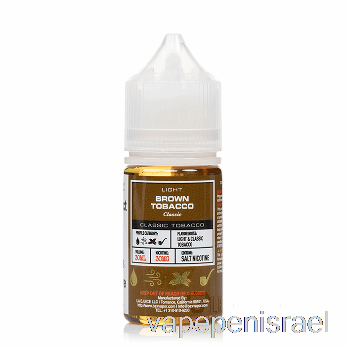 חד פעמי Vape Israel טבק חום - סדרת מלח Bsx - 30 מ"ל 50 מ"ג